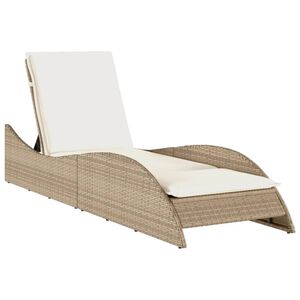 vidaXL Chaise longue avec coussin beige 60x205x73 cm r&eacute;sine tress&eacute;e