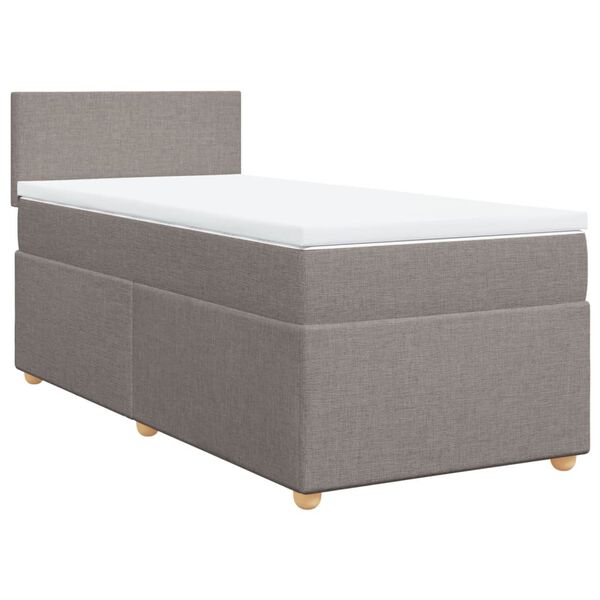 vidaXL Sommier &agrave; lattes de lit avec matelas Taupe 90x190 cm Tissu