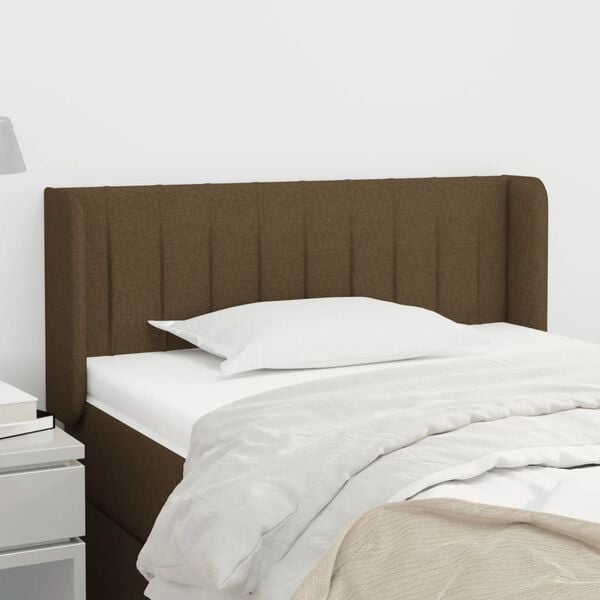 vidaXL T&ecirc;te de lit avec oreilles Marron Fonc&eacute; 83x16x78/88 cm Tissu