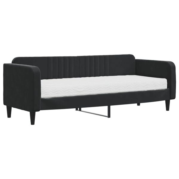 vidaXL Lit de jour avec matelas noir 80x200 cm velours