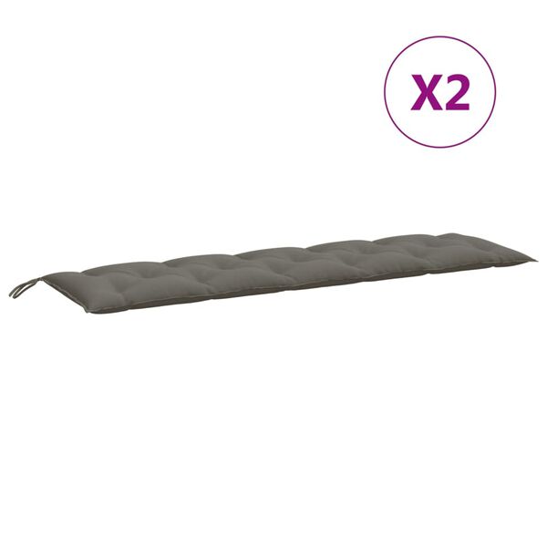 vidaXL Coussins de banc de jardin lot de 2 gris foncé mélangé tissu