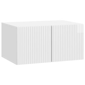 vidaXL Meuble TV mural 59,5 x 41 x 30 cm Blanc brillant
