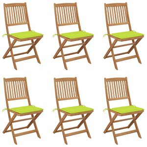 vidaXL Chaises pliantes 6 pi&egrave;ces avec coussins en bois d'acacia massif