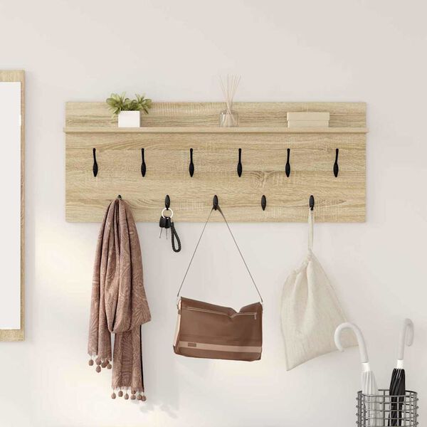 vidaXL Porte-manteau mural avec &eacute;tag&egrave;re Ch&ecirc;ne Sonoma 100 x 40 x 12 cm