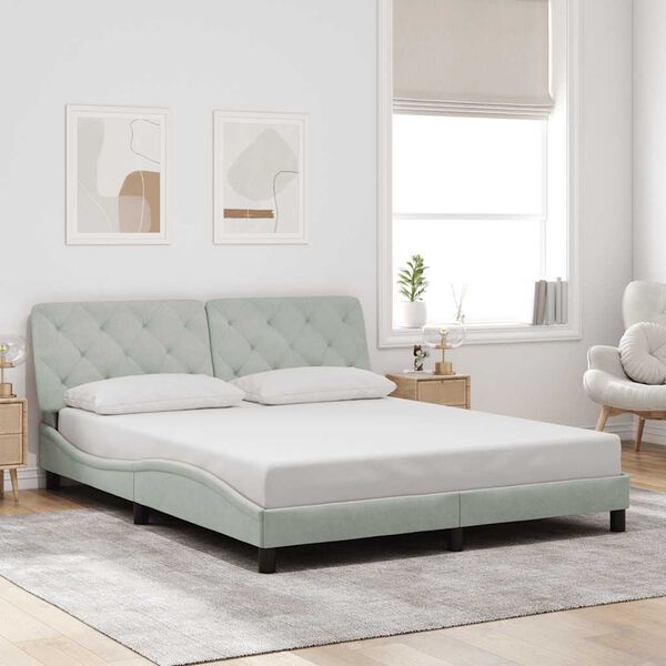 vidaXL Cadre de lit sans matelas gris clair 160x200 cm velours