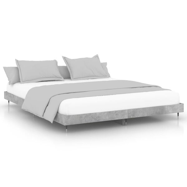 vidaXL Cadre de lit sans matelas gris b&eacute;ton 200x200 cm