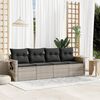 vidaXL Salon de jardin 4 pcs avec coussins gris clair r&eacute;sine tress&eacute;e