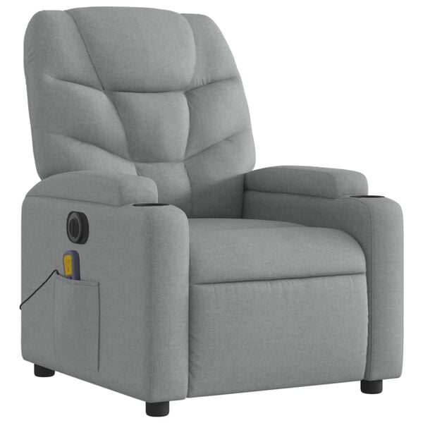 vidaXL Fauteuil de massage inclinable &eacute;lectrique gris clair tissu