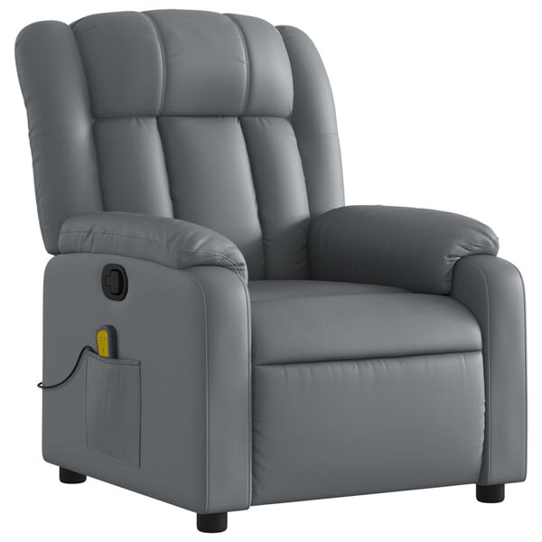 vidaXL Fauteuil de massage inclinable gris similicuir