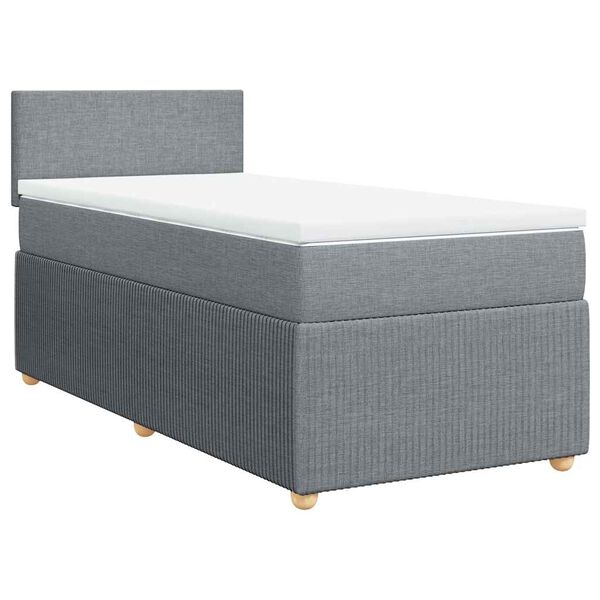 vidaXL Sommier &agrave; lattes de lit avec matelas Gris clair 100x200cm Tissu