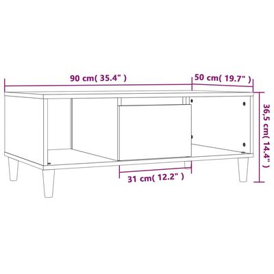 vidaXL Table basse Gris béton 90x50x36,5 cm Bois d'ingénierie