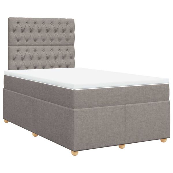 vidaXL Sommier &agrave; lattes de lit avec matelas Taupe 120x200 cm Tissu