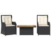 vidaXL Salon de jardin 3 pcs avec coussins Noir R&eacute;sine tress&eacute;e