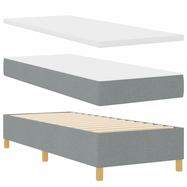 vidaXL Lit &agrave; ressorts avec matelas Gris clair 80 x 200 cm tissu