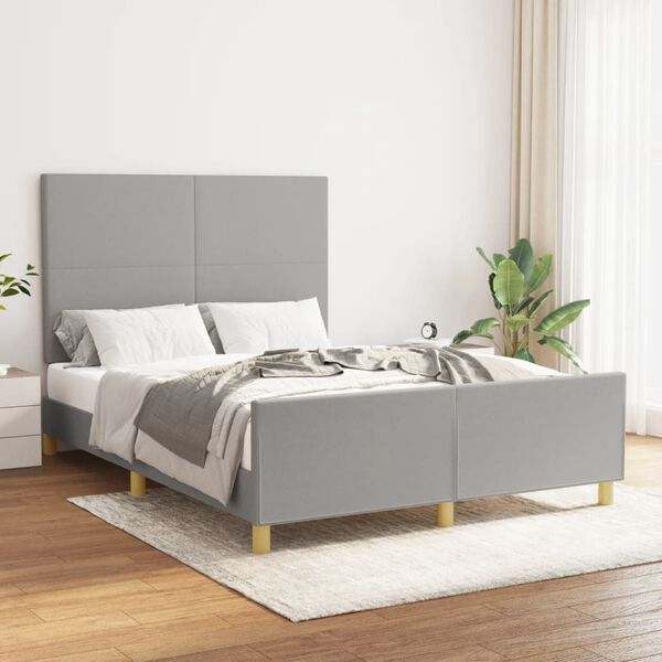 vidaXL Cadre de lit sans matelas gris clair 140x190 cm tissu