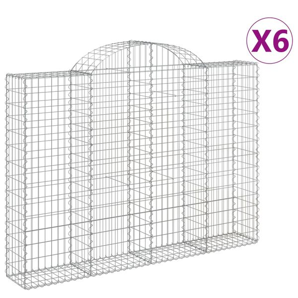 vidaXL Paniers &agrave; gabions arqu&eacute;s 6 pcs 200x30x140/160 cm Fer galvanis&eacute;