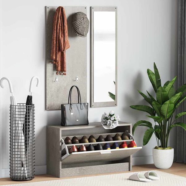 vidaXL Ensemble d'armoires &agrave; chaussures 3-en-1 Gris b&eacute;ton