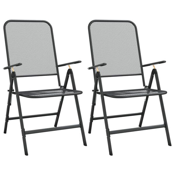 vidaXL Chaises pliables jardin lot de 2 Maille m&eacute;tallique Anthracite