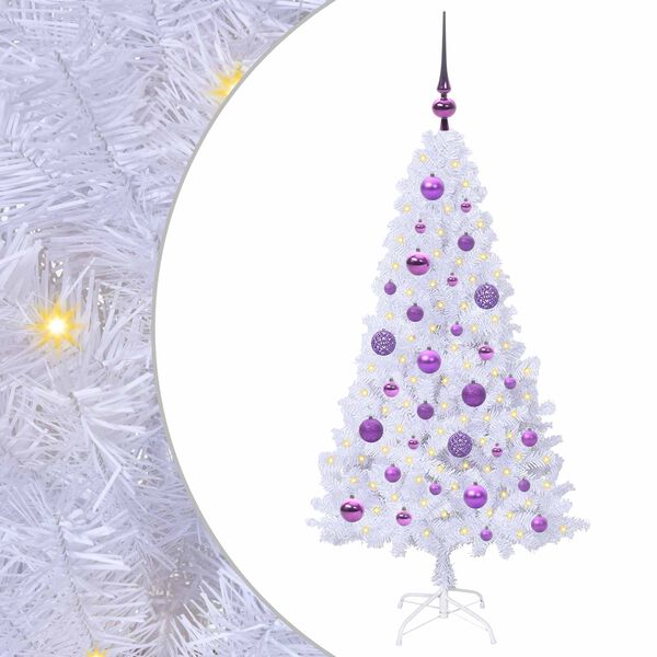 vidaXL Sapin de Noël artificiel avec 150 LED Blanc 120 cm PVC et Acier