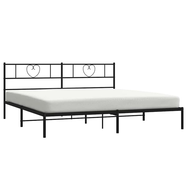 vidaXL Cadre de lit m&eacute;tal sans matelas et t&ecirc;te de lit noir 180x200 cm
