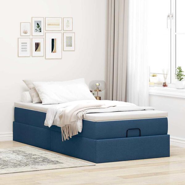 VidaXL Cadre de lit ottoman avec matelas bleu 80x200 cm tissu