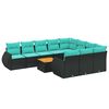 vidaXL Ensemble de canap&eacute; de jardin 11 pcs avec coussins noir r&eacute;sine tress&eacute;e