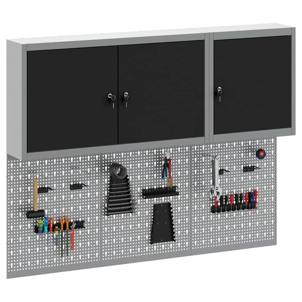 vidaXL Ensemble d'armoires &agrave; outils 5 pcs Noir Acier enduit de poudre