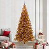 vidaXL Sapin de No&euml;l avec 300 LED avec support Dor&eacute; 240 cm PET