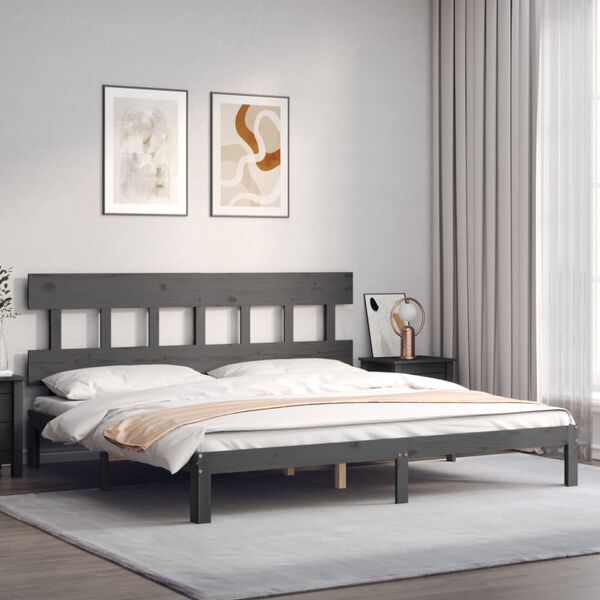 vidaXL Cadre de lit sans matelas gris 200x200 cm bois massif de pin