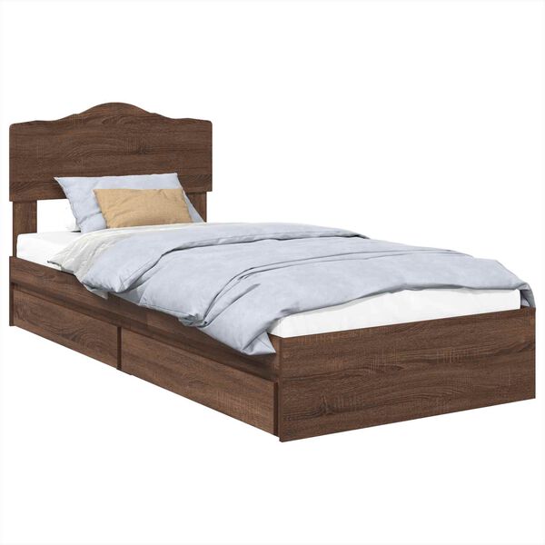 vidaXL Lit de Rangement Ch&ecirc;ne brun 90 x 190 cm Bois d'ing&eacute;nierie