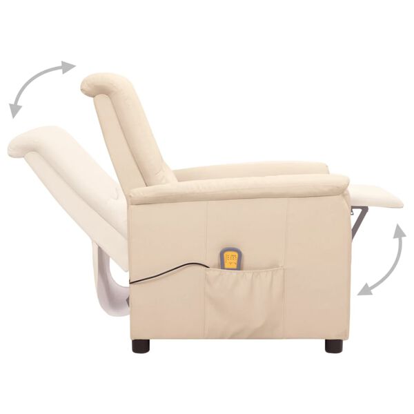 vidaXL Fauteuil de massage Crème Tissu