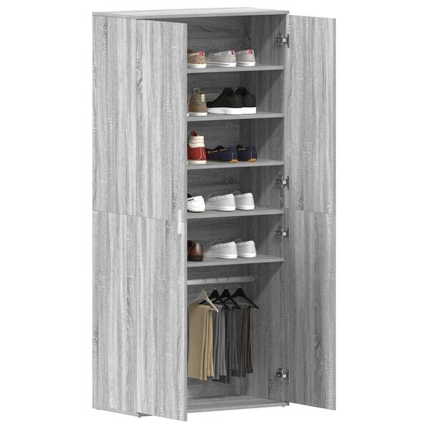 vidaXL Cabinet &agrave; chaussures avec &eacute;tag&egrave;re Gris Sonoma 80 x 39 x 178 cm