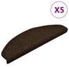 vidaXL Tapis d'escalier auto-adh&eacute;sifs 5 pi&egrave;ces 65 x 21 x 4 cm Marron Demi-rond Grand
