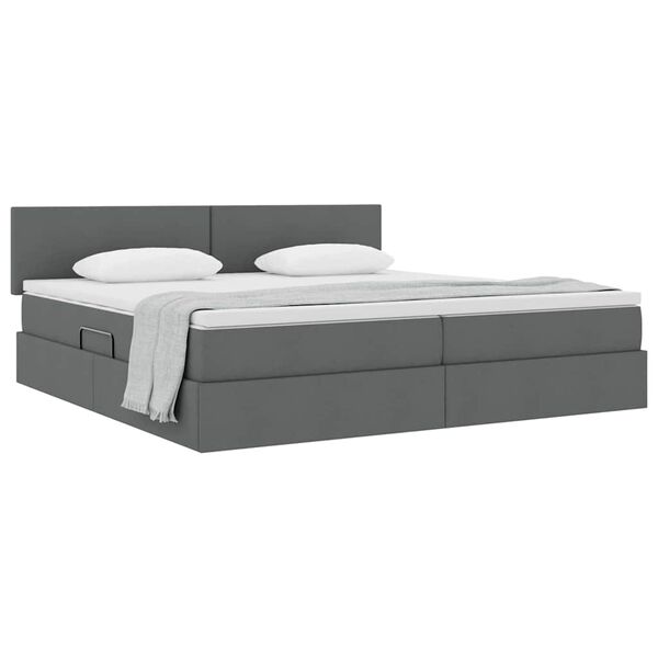 vidaXL Lit avec rangement et matelas Gris fonc&eacute; 200 x 200 cm