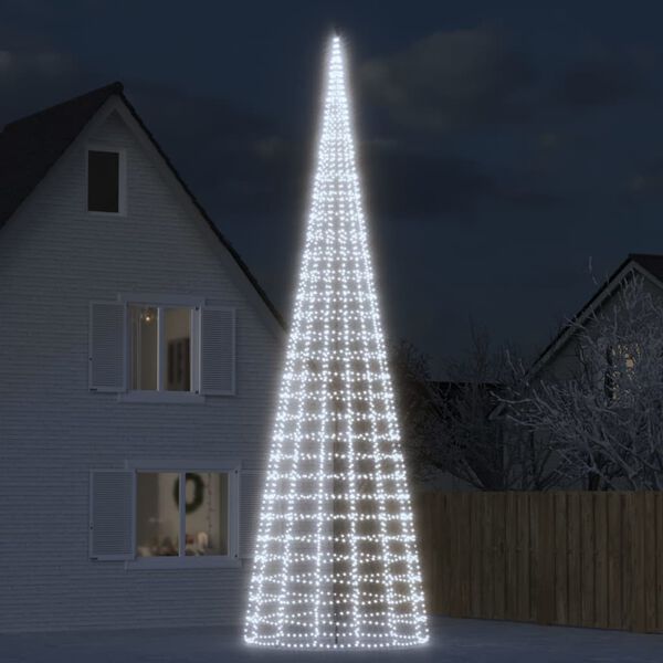 vidaXL Sapin de No&euml;l &agrave; LED sur m&acirc;t de drapeau 3000 LED blanc 800 cm