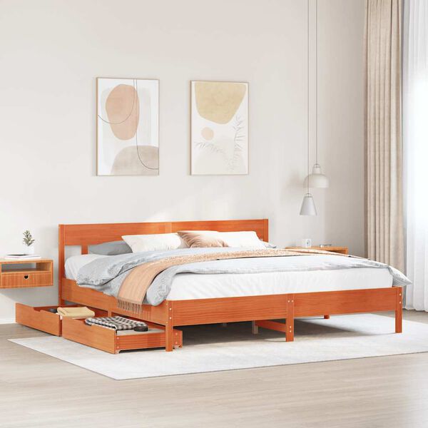 vidaXL Cadre de lit sans matelas cire marron 180x200cm bois pin massif