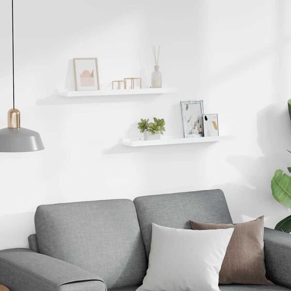 vidaXL &Eacute;tag&egrave;res &agrave; rebord pour cadre photo 2 pcs Blanc 60x9x3 cm MDF