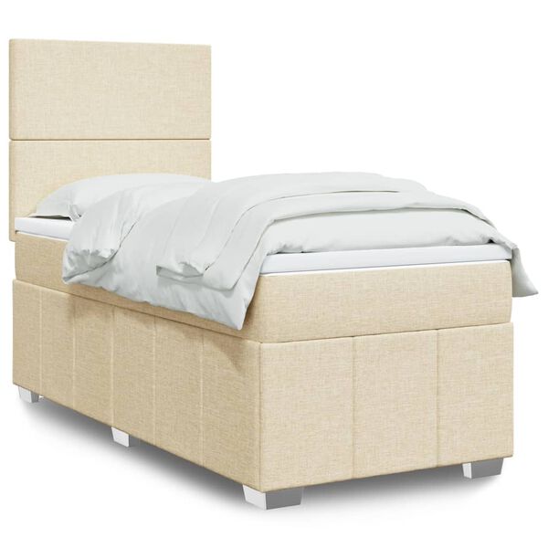 vidaXL Sommier &agrave; lattes de lit avec matelas Cr&egrave;me 80x200 cm Tissu