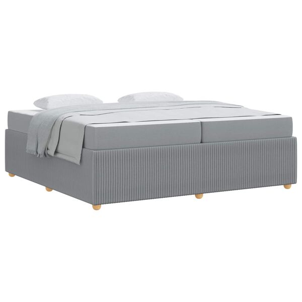 vidaXL Cadre de lit avec matelas Gris clair 200 x 200 cm tissu