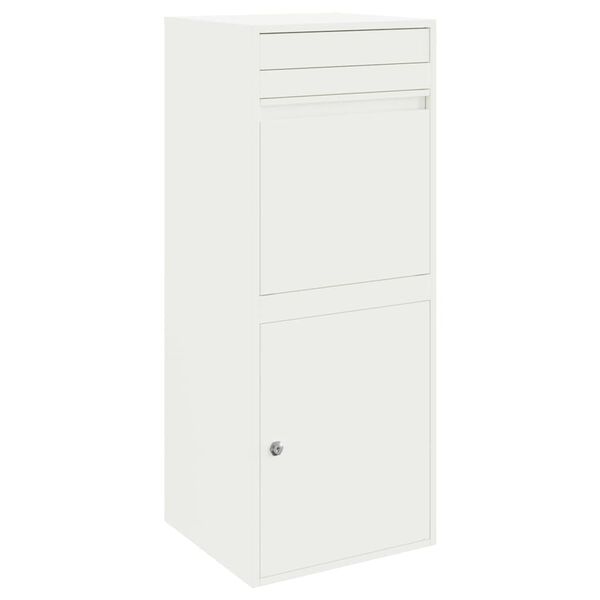 vidaXL Bo&icirc;te de d&eacute;p&ocirc;t de colis avec porte Blanc 41 x 38 x 103 cm Acier