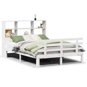 vidaXL Lit biblioth&egrave;que sans matelas blanc 120x190 cm bois pin massif