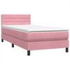 vidaXL Sommier &agrave; lattes de lit avec matelas rose 100x210 cm velours