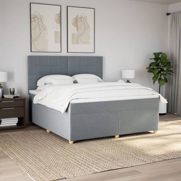 vidaXL Sommier &agrave; lattes de lit avec matelas Gris clair 180x200cm Tissu