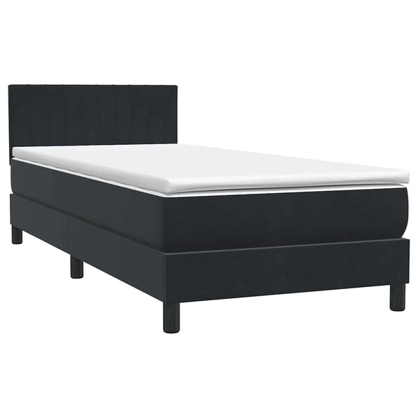vidaXL Sommier &agrave; lattes de lit avec matelas noir 80x210 cm velours