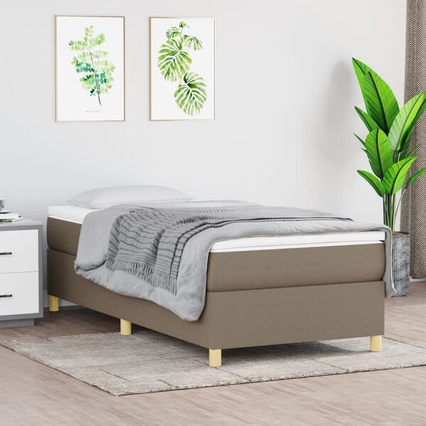 vidaXL Sommier &agrave; lattes de lit avec matelas Taupe 90x190 cm Tissu