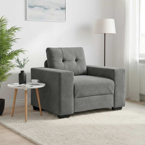 vidaXL Fauteuil gris fonc&eacute; 100x78x80 cm velours