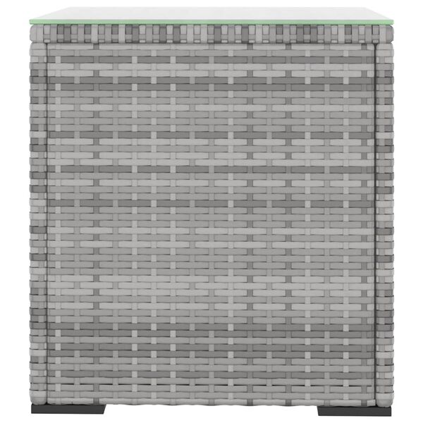 vidaXL Table d'appoint gris 40x37x40,5 cm poly rotin et verre tremp&eacute;