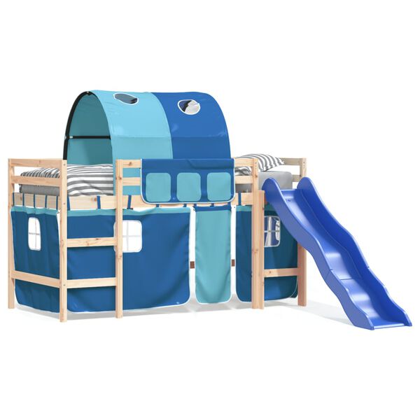 vidaXL Lit mezzanine enfants avec tunnel sans matelas bleu 80x200 cm