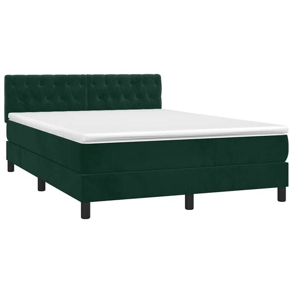 vidaXL Sommier &agrave; lattes de lit et matelas Vert fonc&eacute; 140x200cm Velours