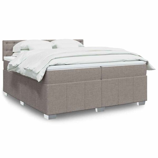 vidaXL Sommier &agrave; lattes de lit avec matelas Taupe 200x200 cm Tissu